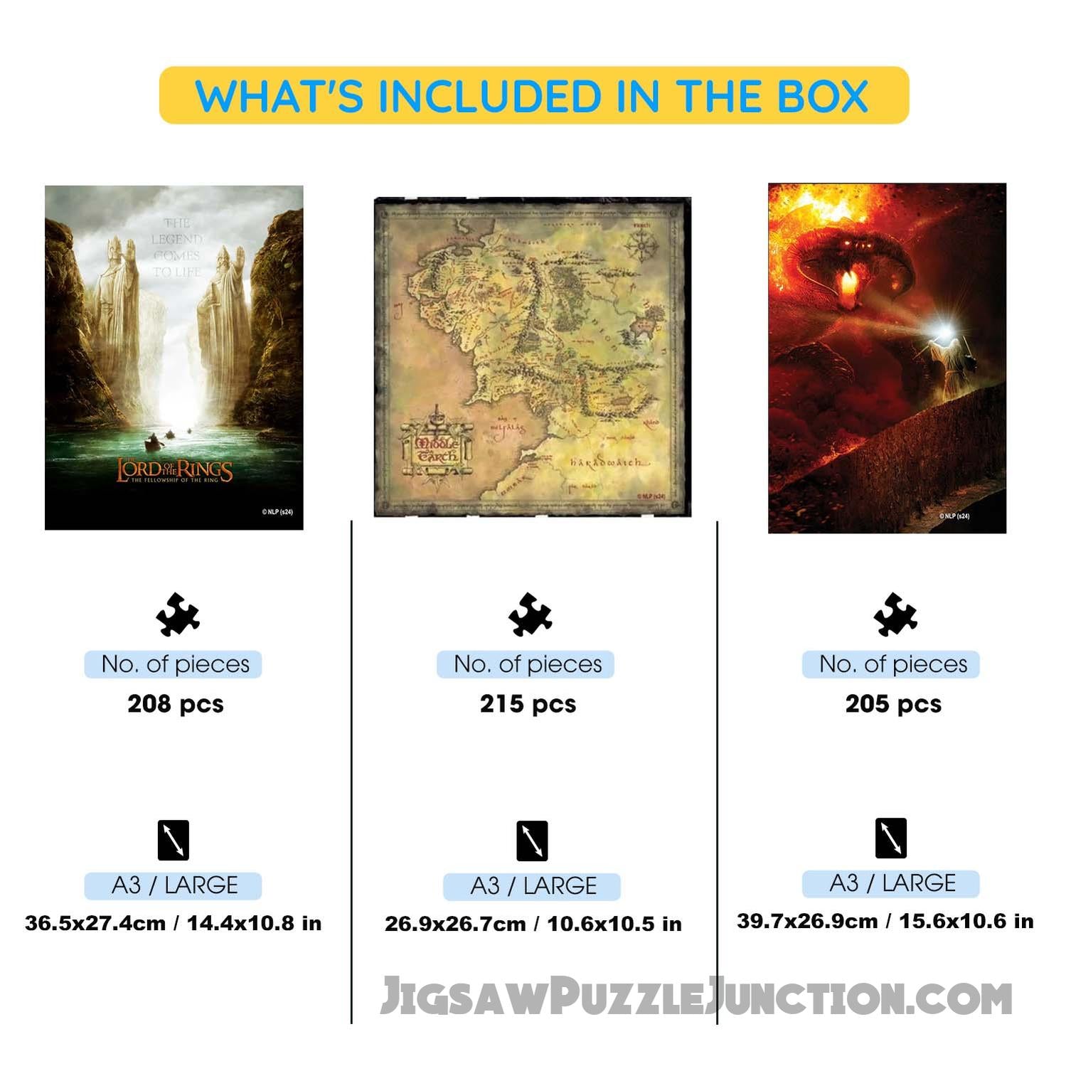 3-Pack THE LORD OF THE RINGS™ - Wooden Jigsaw Puzzle Gift Set + Extra $25 Off