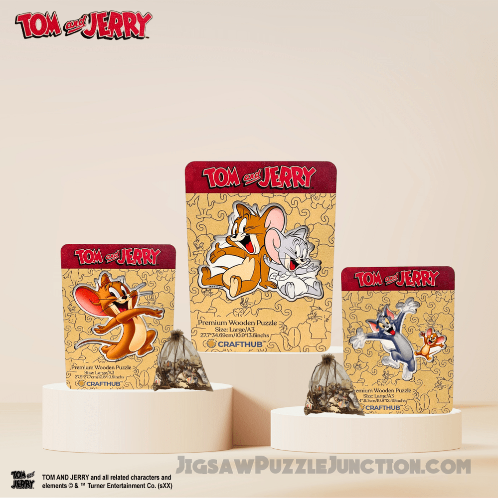 Cheerful Tom & Jerry Wooden Jigsaw Puzzle