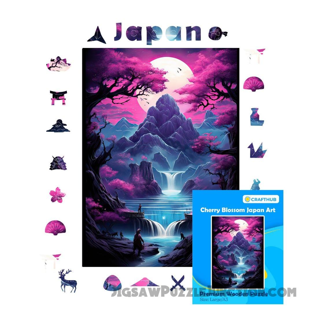 Cherry Blossom Japan Art - Wooden Jigsaw Puzzle