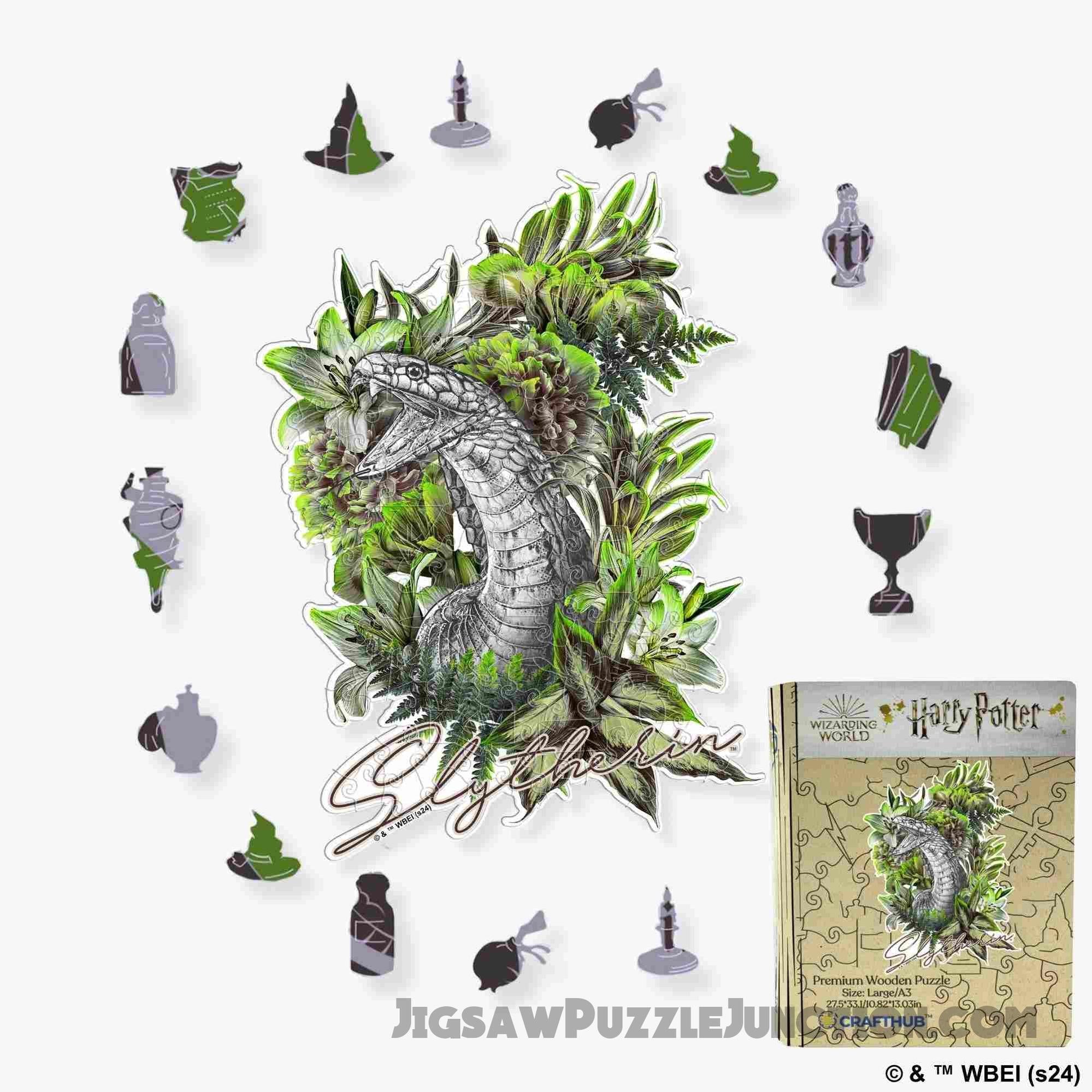 Harry Potter - Slytherin Crest - Utilitarian Romance Wooden Jigsaw Puzzle