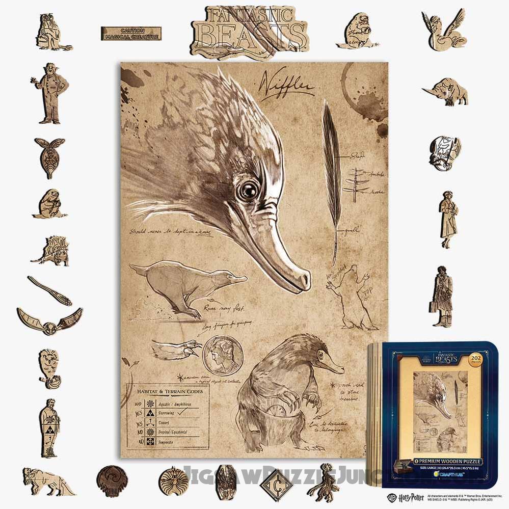 Niffler Wizarding Sketch - Wooden Jigsaw Puzzle