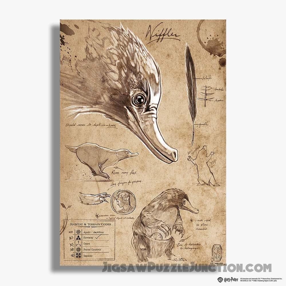 Niffler Wizarding Sketch - Wooden Jigsaw PuzzleBy Jigsaw Puzzle Junction