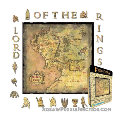 The Map Of Middle-Earth - Wooden Jigsaw Puzzle